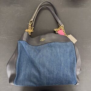 Coach Lexy Chain Shoulder Bag denim:navy leather